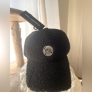Karl Lagerfield Paris black faux fur baseball hat - new with tags